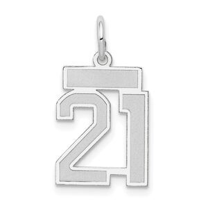 14k White Gold, Jersey Collection, Small Number 21 Pendant
